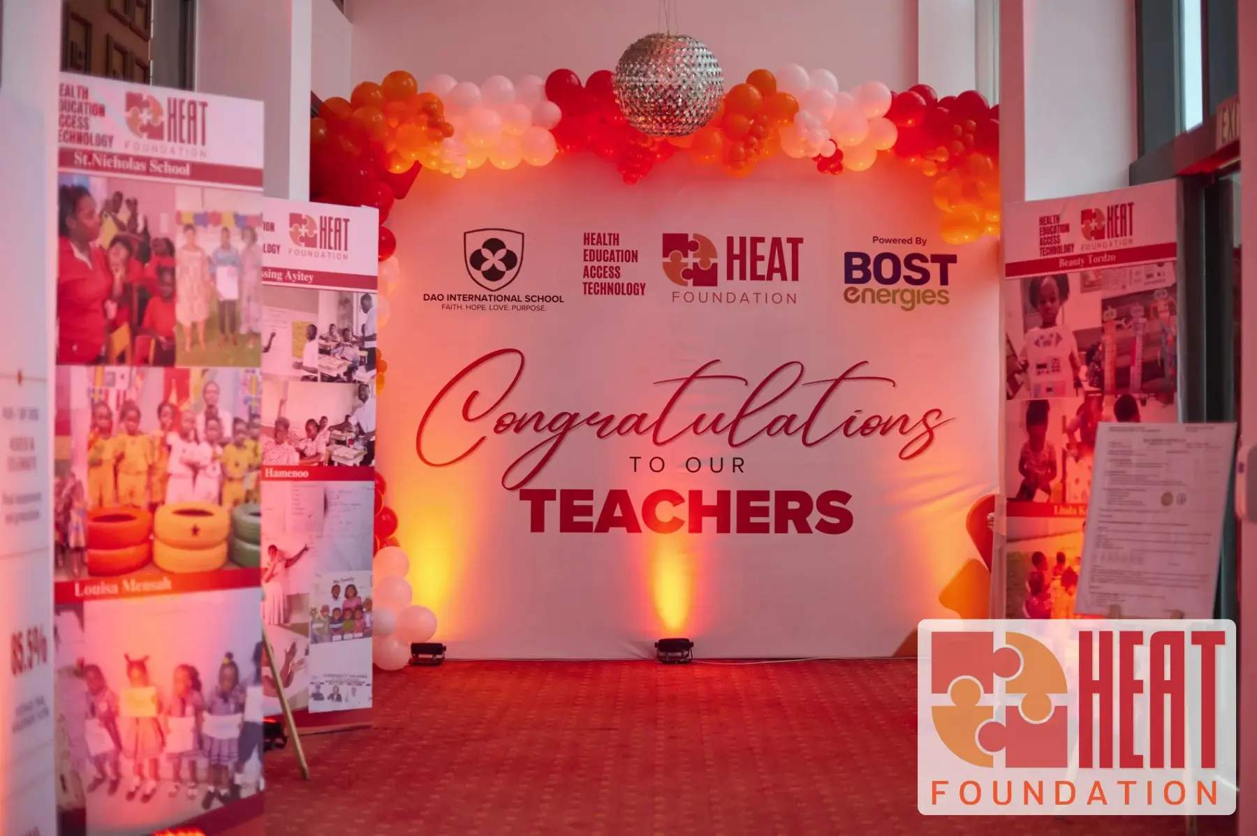 HEAT teacher graduation congratulations backdrop and classroom showcase displays